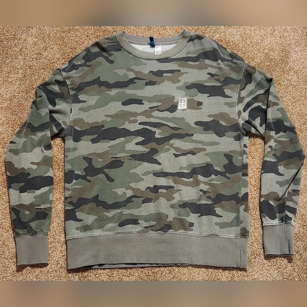 Mens Forum Patch Snowboarding Sweatshirt Faded Green/Brown Camo